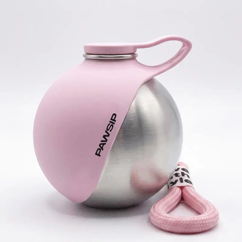 Portable Stainless Steel Dog Water Bottle with Collapsible Bowl – 285ml Leak-Proof 2-in-1 Pet Travel Dispenser for Walking, Hiking & Outdoor Adventures