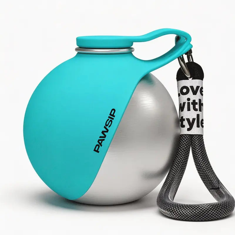 Portable Stainless Steel Dog Water Bottle with Collapsible Bowl – 285ml Leak-Proof 2-in-1 Pet Travel Dispenser for Walking, Hiking & Outdoor Adventures