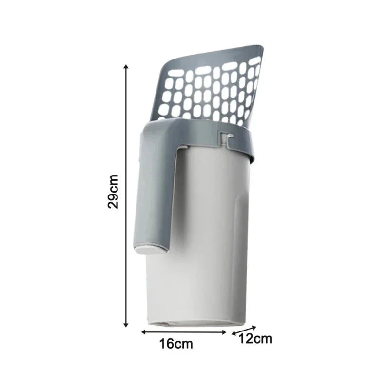 2-in-1 Self-Bagging Cat Litter Scoop with Integrated Waste Bin and Refill Bags