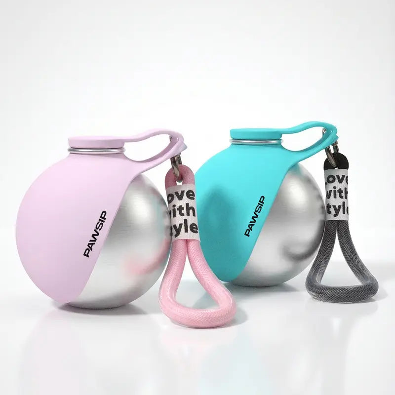 Portable Stainless Steel Dog Water Bottle with Collapsible Bowl – 285ml Leak-Proof 2-in-1 Pet Travel Dispenser for Walking, Hiking & Outdoor Adventures